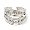Rack Plating Brass Micro Pave Cubic Zirconia Open Cuff Rings for Women RJEW-I104-15P-2