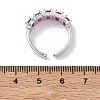 Brass Micro Pave Cubic Zirconia Cuff Open Rings for Women RJEW-L343-16P-02-5