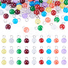 90Pcs 9 Colors Baking Paint Imitation Jade Glass Round Bead with Iron Pendants PALLOY-TAC0281-1