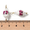 Handmade Floral Printed Porcelain Pendants KK-P242-19G-01-3