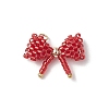 Glass Seed Beaded Bowknot Pendants PALLOY-MZ00564-03-1