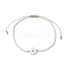 Flower Natural Shell & Glass Seed Braided Bead Bracelets BJEW-JB09921-02-1