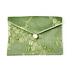 Plum Blossom Embroidery Silk Cloth Envelope Jewelry Storage Bags with Snap Button ABAG-N008-8x10-D01-2
