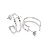 304 Stainless Steel Double Cross Stud Earrings EJEW-G326-05P-2