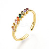 Brass Micro Pave Cubic Zirconia Cuff Rings for Women KK-T070-109-1