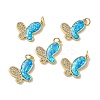 Rack Plating Brass Micro Pave Cubic Zirconia with Synthetic Opal Pendants KK-D088-07G-1