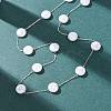 304 Stainless Steel with ABS Plastic Pearl Flat Round Bead Cable Chain Necklaces for Women NJEW-G190-03P-2