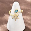 Rotatable Brass Micro Pave Cubic Zirconia Open Rings for Women RJEW-K305-02G-1