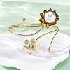 Lotus Alloy Arm Cuff Bangles for Girl Women AJEW-A063-01J-G-3