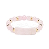 Natural Rose Quartz Rectangle Beaded Stretch Bracelet BJEW-JB08982-03-1