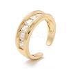 Cubic Zirconia Grooved Cuff Ring RJEW-P026-08G-1
