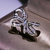 Bowknot Alloy with Crystal Rhinestone Finger Rings for Women FS-WG361F1-03-3