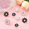 8Pcs 4 Styles Carnation & Daisy Golden Alloy Enamel Scarf Buckle Ring AJEW-CJ0001-33-5