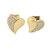 Brass Micro Pave Clear Cubic Zirconia Stud Earrings for Women EJEW-U034-02G-01-4