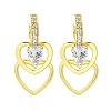 Brass Clear Cubic Zirconia Hoop Earrings EJEW-M047-12G-4