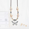 Alloy Pendant Waxed Cord Necklaces FS-WGBC2DA-07-1