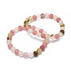 Frosted Tigerskin Glass Bead Stretch Bracelets BJEW-K212-A-016-1