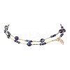 Natural Lapis Lazuli Round and Nuggets Lariat Necklaces NJEW-JN05727-9