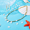 26Pcs 26 Styles Natural Shell Teardrop Charms with Golden Tone Metal Letter Slices SHEL-TAC0004-02-8