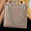 304 Stainless Steel Oval Snake Chain Necklaces NJEW-H046-03P-1