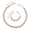 Alloy Crystal Rhinestone Leaf Link Chain Necklaces & Bracelets Sets SJEW-YWC0002-01RG-1