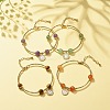 4Pcs 4 Style Brass Coin Charm Bracelets Set with Natural Mixed Gemstone Beads for Women BJEW-TA00116-2