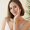 8Pcs 8 Style Synthetic Turquoise Round Beaded Stretch Bracelets Set with Alloy Charms BJEW-FI0001-83-6