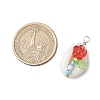 Natural Cowrie Shell & Acrylic & Glass Seed Beads Flower Shell Shaped Pendants PALLOY-JF03819-2