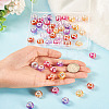 50Pcs 5 Colors Baking Paint Transparent Glass European Beads GPDL-SW0001-01-6