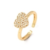 Adjustable Brass Micro Pave Cubic Zirconia Cuff Rings for Women RJEW-B139-01G-4