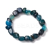 Natural Agate Nuggets Beaded Stretch Bracelets for Men Women BJEW-JB11957-01-2