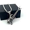 Punk Fashion 304 Stainless Steel Skull Guitar Pendant Necklaces for Unisex CY1349-4