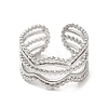 Non-Tarnish 304 Stainless Steel Wave Open Cuff Ring for Women RJEW-M149-36P-1