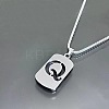 Rectangle with Laser Cut Letter 201 Stainless Steel Initial Pendant Necklaces WGA5E8C-17-1