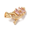Brass Micro Pave Cubic Zirconia Fold Over Clasps KK-B098-07G-02-2