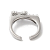 Rack Plating Brass Cubic Zirconia Bowknot Open Cuff Rings for Women RJEW-S407-05P-3