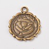 Flower Alloy Pendant Cabochon Settings and Half Round/Dome Clear Glass Cabochons DIY-X0221-AB-FF-5