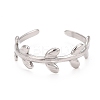 Non-Tarnish 304 Stainless Steel Leaf Wrap Open Cuff Ring for Women LS-RJEW-C025-15P-3