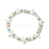 3Pcs Synthetic Turquoise & Natural Freshwater Shell Beads Stretch Bracelets for Women BJEW-JB12021-3