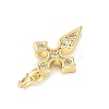 Cross Rack Plating Brass Clear Cubic Zirconia Pendants KK-M293-18G-2