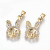 Brass Micro Pave Clear Cubic Zirconia Peg Bails Pendants KK-T062-15G-NF-1