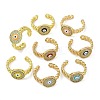 Brass Micro Pave Clear Cubic Zirconia Enamel Cuff Rings for Women RJEW-L113-030G-4