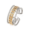 304 Stainless Steel Double Color Cuff Rings RJEW-S635-01GP-14-4