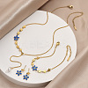 Flower Stainless Steel & Plastic Pearl Pendant Slider Necklace & Stud Dangle Earring & Link Bracelet FS-WG91D37-01-2
