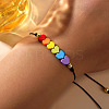Friendship Rainbow Heart & Brass Bead Adjustable Braided Bracelets VD3512-1-3