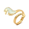Ocean Theme 304 Stainless Steel & Enamel Cuff Rings for Women RJEW-F192-01B-G-4
