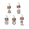 5Pcs Christmas Tibetan Style Alloy Pendant Decorations HJEW-JM04474-1