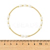 Rice Natural Cultured Freshwater Pearl & Brass Beaded Copper French Wired Bangles BJEW-JB13981-4