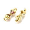 4Pcs 2 Colors Brass Micro Pave Orchid & Green Cubic Zirconia Connector Charm KK-XCP0001-08G-2
