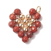 Natural Red Jasper Copper Wire Wrapped Pendants PALLOY-JF02037-04-1